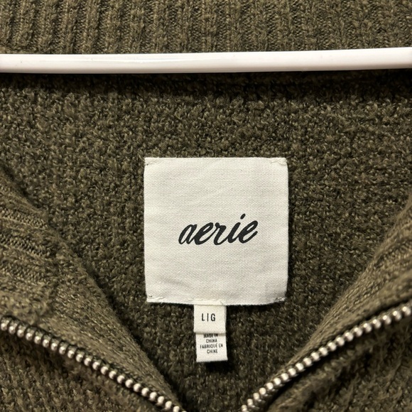 Aerie CozyUp Waffle Quarter Zip Sweater Oversized Waffle Knit - Picture 4 of 5